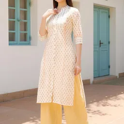 SZN Women Ethnic Motifs Printed Zari Panelled Straight Kurta-picture-17