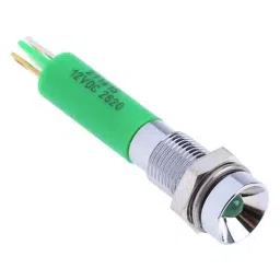 RS PRO Green Panel Mount Indicator 12V DC, Mounting Hole Size 6 mm, Termination Type Solder Tab, Model No 211415-26