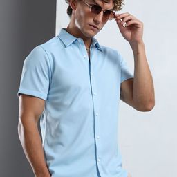 THE BEETEL HOUSE Textured Spread Collar Polycotton Regular Fit Casual Shirt-picture-16