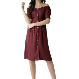 Style Quotient Wine Shirt Dress-image-66