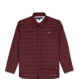 Tommy Hilfiger Kids Deep Rouge & Cinnamon Tea Cotton Striped Full Sleeves Shirt-image-46