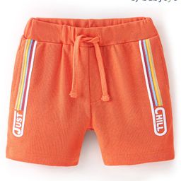 Babyoye 100% Cotton Shorts Text Print- Orange-image-3