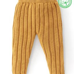 Babyhug Full Length Fleece & Woollen Pant Solid Color - Mustard Yellow-image-57