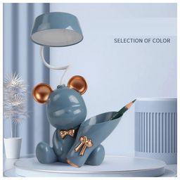 SCHOOLISH Table Lamp - Bear Design Desk Light for Kids & Adults, Rechargeable Desk Lamp with Pen Holder & Sharpener, Study Desk Light for Study Room/Home/Office - PACK OF 1 - COLOR MAY VARY-4