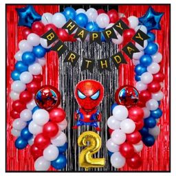 Surprise Decor 2nd Happy Birthday Decoration Items Spider Theme Combo Pack of 57 Pcs for Boys, Girls, Kids Spider Theme Birthday Party Decorations, Spider Balloons For Birthday Decorations-17