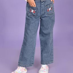 Superminis Floral Embroidered Jeans - Blue-image-37