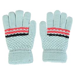 Kid-O-World Striped Self Designed Gloves - Green-image-49