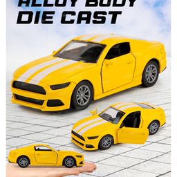 Fiddlerz Die-Cast Metal Car Pull-Back Action Realistic Design Model Car with Openable Doors Durable Metal Body for Girls & Boys-Yellow-image-4
