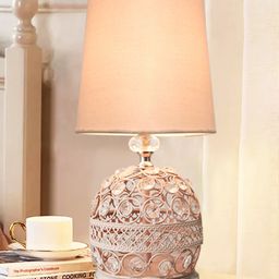Homesake Small Crystal Table Lamp contemporary globe design Pink fabric shade ideal bedroom bedside kids room décor-picture-4