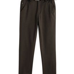 CAVIO Lycra Blend Solid Trousers With Belt - Brown-image-74