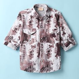 Rikidoos Full Sleeves Abstract Printed Shirt - Brown-picture-48