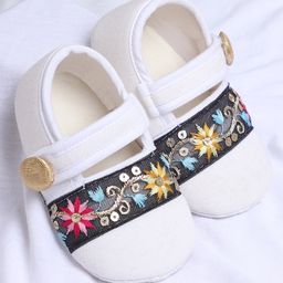 Coco Candy Floral Designed Velcro Closure Booties - White-image-13