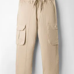 Ruff Cotton Woven Full Length Solid Colour Trouser With Cargo Pocket - Tan-picture-18