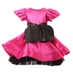 FAIRY DOLLS Girls Puff Sleeve Satin Fit & Flare Dress-image-15
