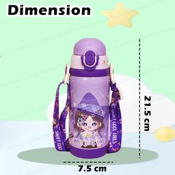 FunBlast Princess Theme Hot & Cold Water Bottle with Dual Cap Random Print - 450 ml image 3