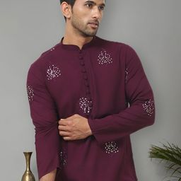 Jompers Men Floral Embroidered Sequinned Floral Kurta-picture-29