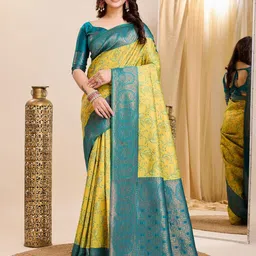 Shriyangan Floral Woven Design Zari Pure Silk Kanjeevaram Saree-image-66