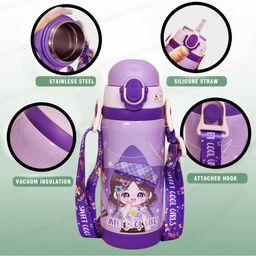 FunBlast Princess Theme Hot & Cold Water Bottle with Dual Cap Random Print - 450 ml image 5