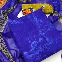 Unstitched Printed Cotton Blend Kurta & Patiyala Dress Material with Dupatta-image-57