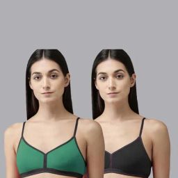 AROUSY Green & Black Cotton Everyday Bras - Pack Of 2-picture-23