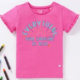 Ed-a-Mamma Kids Pink Cotton Printed T-Shirt-image-68