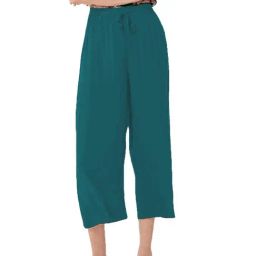 PATRORNA Teal Cotton Blend Regular Fit Mid Rise Capris-image-96