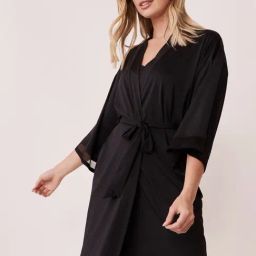 La Vie En Rose Black V Neck Robe-image-34