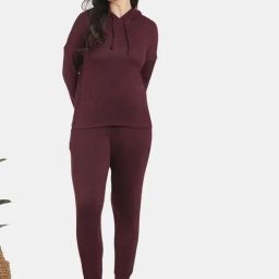 Zivame Purple Plain Hoodie Joggers Set-image-58
