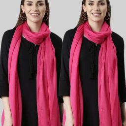 TWIN BIRDS Pink Plain Dupatta - Pack Of 2-picture-10