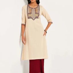 Rangmanch by Pantaloons White Embroidered Kurta-33