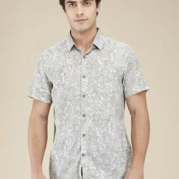 Being Human Grey Cotton Regular Fit Printed Shirt-image-6