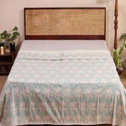 Fabindia Hamza Blue Cotton Printed Single Dohar-image-27