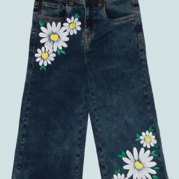 Kiddopanti Girls Blue Floral Print Flared Jeans-image-47