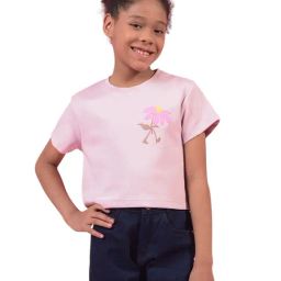 Crimsoune Club Girls Pink Regular Fit Embellished T-Shirt-image-38