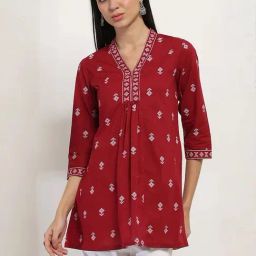 Rangriti Maroon Printed Kurtis-image-5