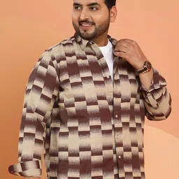 Instafab Plus Men Plus Size Comfort Fit Abstract Printed Spread Collar Cotton Casual Shirt-image-90