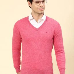 Monte Carlo Pink Wool Blend Regular Fit Solid Pullover-12