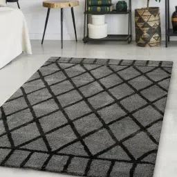 Saral Home Grey & Black Cotton Carpet - Set of 1-22