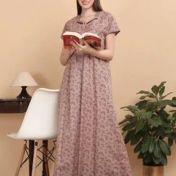 Sweet Dreams Brown Cotton Printed Nighty-image-97