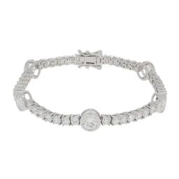 Anayra 92.5 Sterling Silver American Diamond/Swarovski/Zircon Timeless Solitaire Bracelet for Women-picture-5