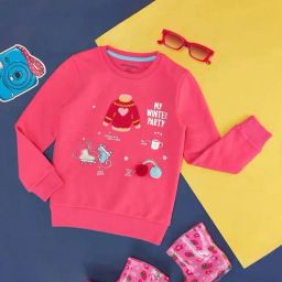 Pantaloons Junior Kids Fuchsia Pink Printed Full Sleeves Sweatshirt-image-38