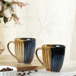 VarEesha The Mug Shot Navy & Brown Ceramic Coffee Mug (0.325 L) - Set of 2-28