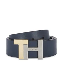 TOMMY HILFIGER Navy & Brown Skive Leather Reversible Belt-image-85