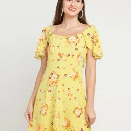 Zink London Yellow Floral Print Dress-image-75
