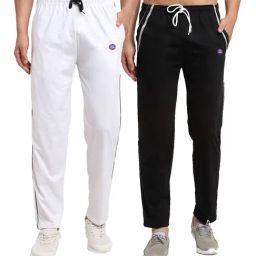Vimal Jonney Black & White Regular Fit Trackpants - Pack of 2-image-41