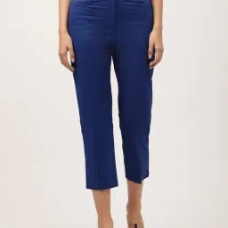 Elle Blue Flat Front Trousers-image-36