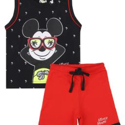 Bodycare Kids Black & Red Mickey & Friends Printed T-Shirt with Shorts-image-59