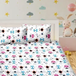 BELLA CASA Kidz Kindom Printed Multicolor 180 TC Cotton King Bedsheet with 2 Pillow Covers-picture-31