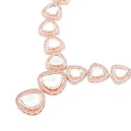 Zaveri Pearls Gold Tone Artificial Stones & Austrian Diamonds Necklace Earring & Ring Set-ZPFK16492 image 3