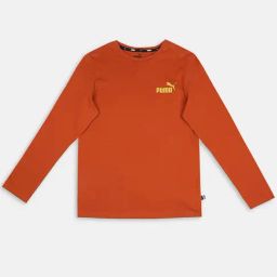 Puma Kids ESS No. 1 Logo LS Orange & Yellow Cotton Logo Full Sleeves T-Shirt-image-9